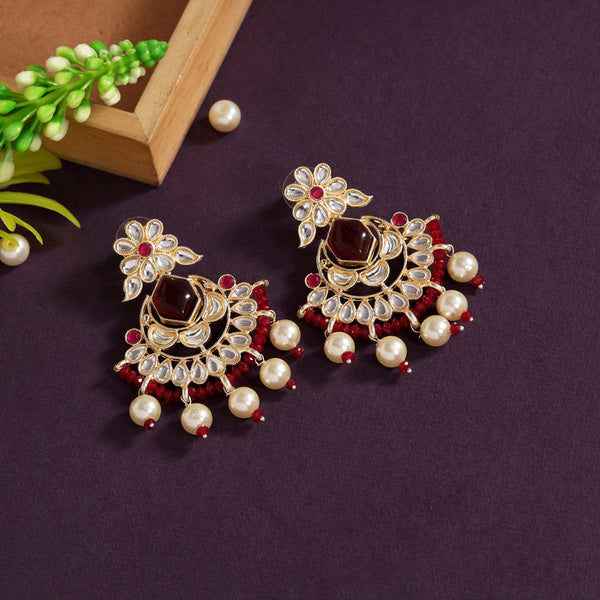 Red Rani Chandbali Earring