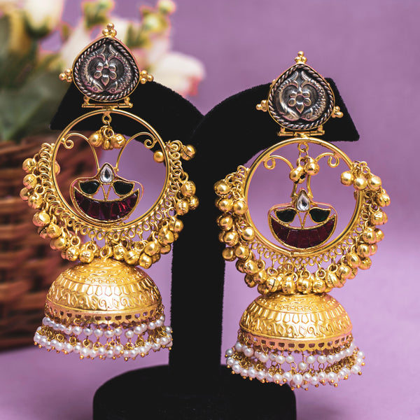Red Stone Royal Jhumka
