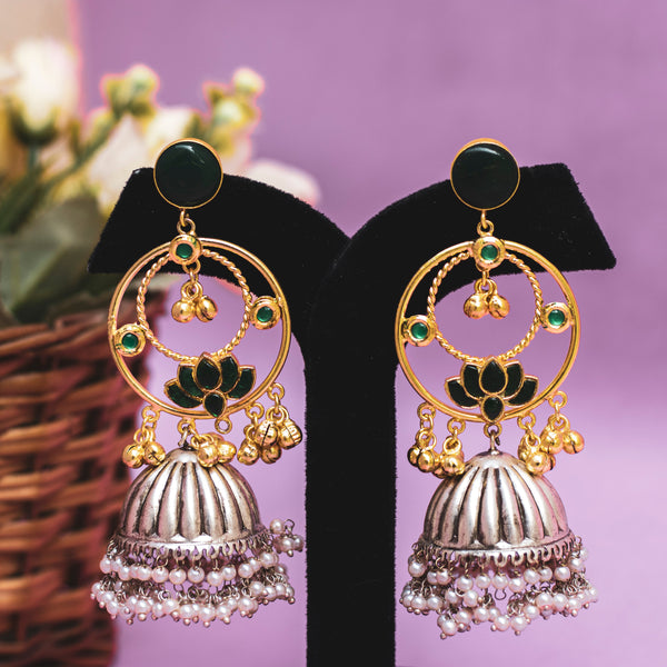 Dual Tone Jhumka With Detailing