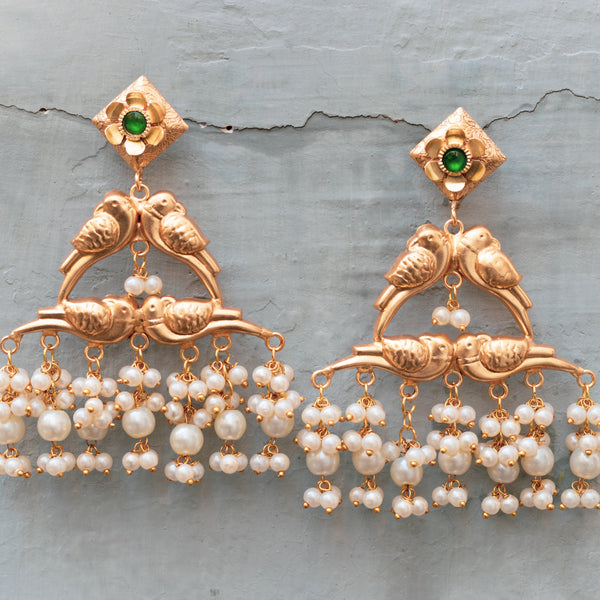 Pearl Hanging Gold Jhumka