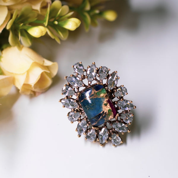 Blue Moissanite Ring