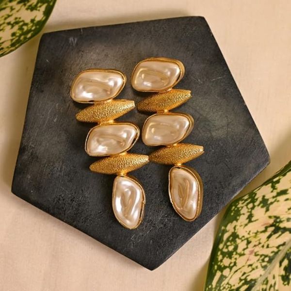 Elegant Gold-Plated Pearl Drop Earrings