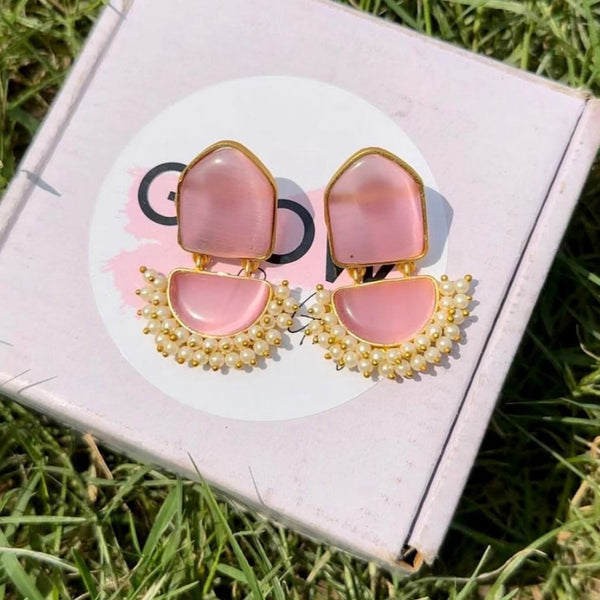 Pink Monalisa Stone Tomb Earrings